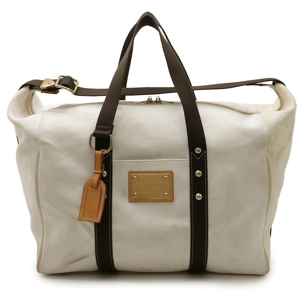 LOUIS VUITTON Antigua Sac Weekend Boston Bag Tote Travel LV Cup Ecru Ivory White